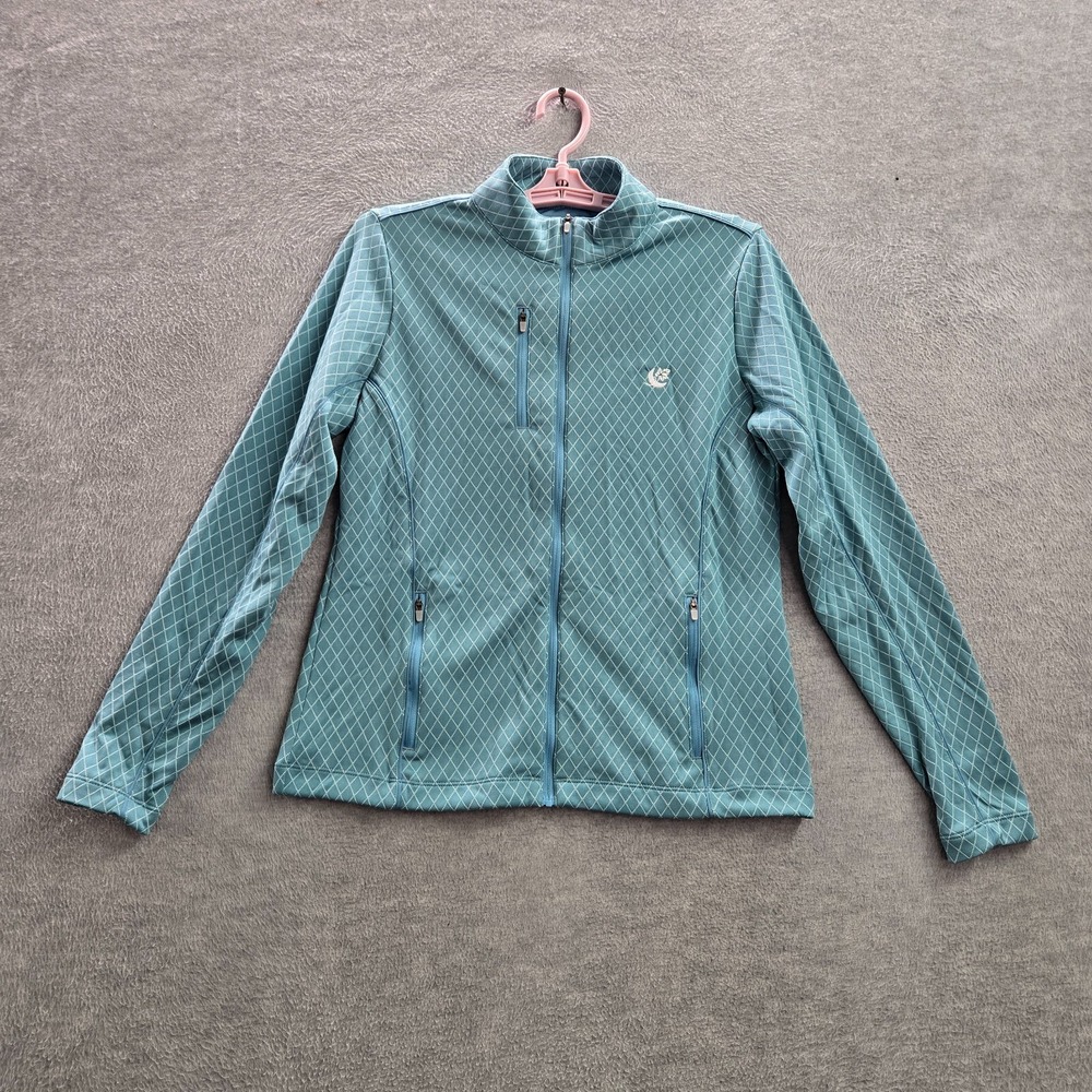Peter Millar Women‎ Jacket Medium Blue Diamond Quilt Knit Pockets Full Zip Mock